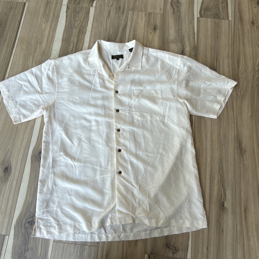 Snake Ryes‎ Men's Ivory Signature Collection Short Sleeve Button Up Shirt -XL